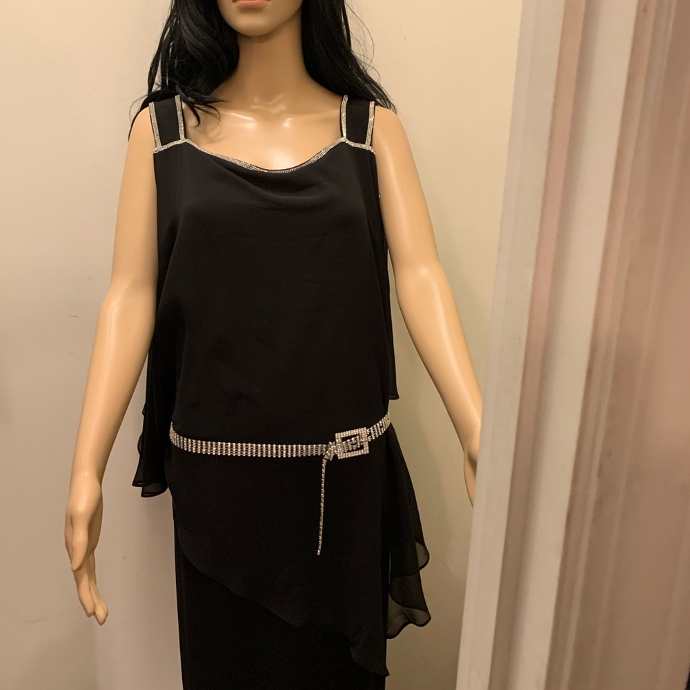 Black evening wear with silver lining new